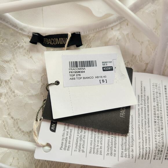 Fracomina White Lace Tank Top Size Small NWT Rhinestones - Picture 8 of 11